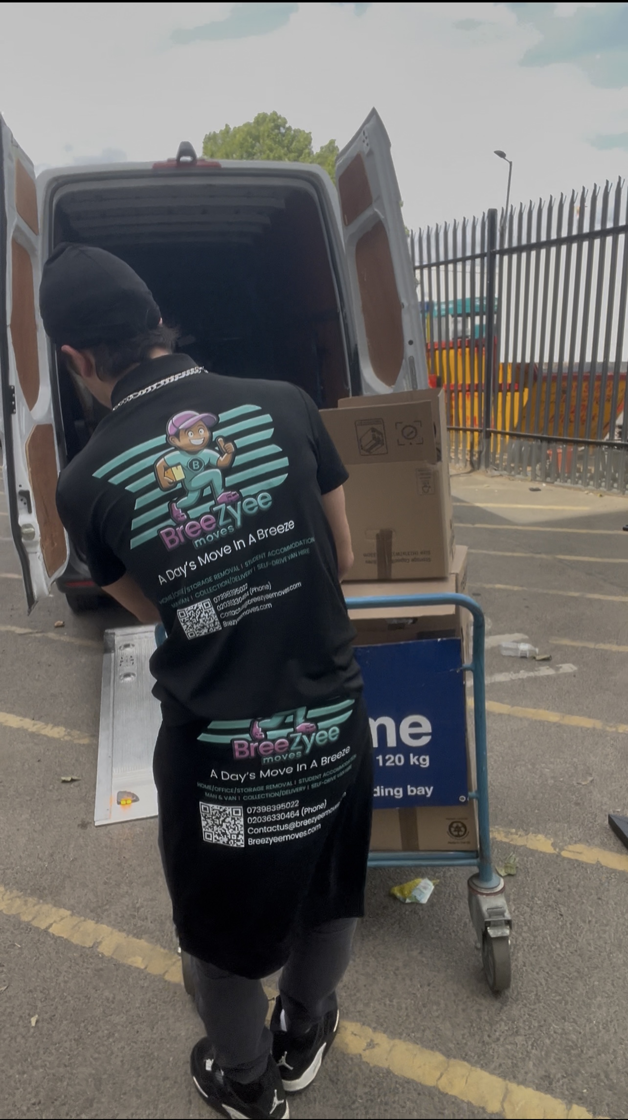 Professional Breezyee team member with branded uniform providing service